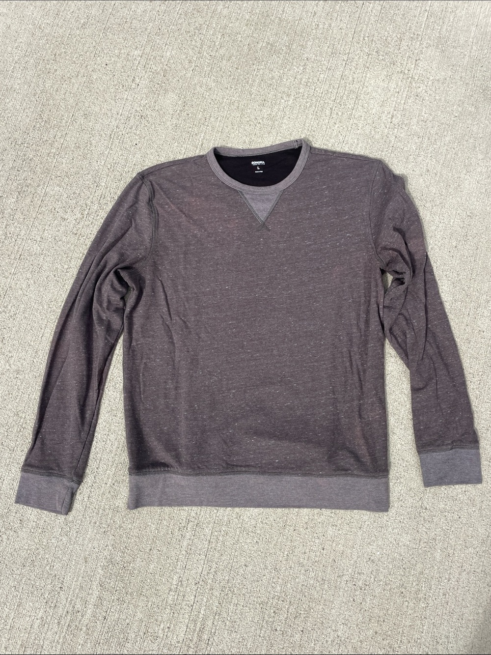 Sonoma Men's Heathered Brown Crewneck long sleeve shirt
